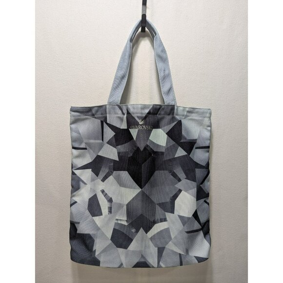 Swarovski Tote Bag EastWest Bank Blue Fabric With Structured Base - Picture 1 of 7